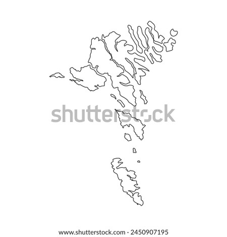 Vector isolated simplified illustration icon with black line silhouette of Faroe Islands map. White background