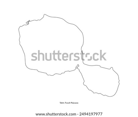 Vector isolated simplified illustration icon with black line silhouette of Tahiti islands map. Part of French Polynesia. White background