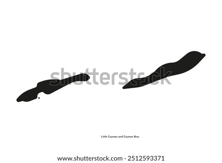 Vector isolated simplified illustration icon with black silhouette of Cayman Islands, Cayman Brac and Little Cayman map. White background