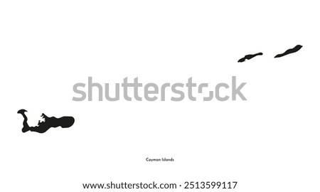 Vector isolated simplified illustration icon with black silhouette of Cayman Islands map. White background