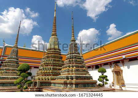 Thai Architecture, Outdoor Pagoda for remains in public area allowed zone at  Wat Phra Chetuphon Wimon Mangkhalaram Rajwaramahawihan (Wat Pho) The Temple of the Reclining Buddha. Zdjęcia stock © 