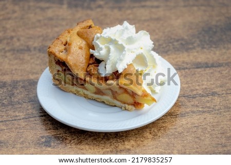 Similar – Image, Stock Photo Apple pie with ice cream and cup of coffee. Top view of apple tart slice