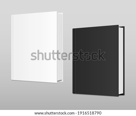 White and black books Mockup. Vector realistic empty Template. Standing closed books with hardcover. Magazine, album, catalog. 3d vector illustration. EPS10. ストックフォト © 