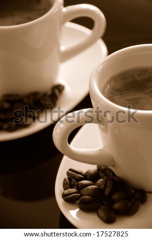 Espresso & java beans on reflective background