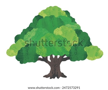 big green tree watercolor painting
