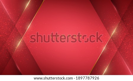 Luxury abstract red background with golden lines sparkle geometric shapes. Illustration from vector about modern template design for a sweet and elegant feeling.