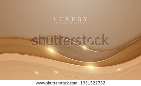Elegant brown shade background with line golden elements. Realistic luxury paper cut style 3d modern concept. vector illustration for design. Stock foto © 