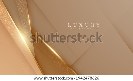 Elegant brown shade background with line golden elements. Realistic luxury paper cut style 3d modern concept. vector illustration for design.
