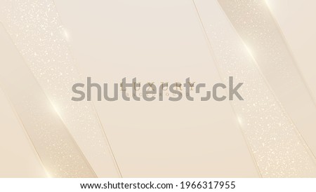 Golden lines luxury on cream color background. elegant realistic paper cut style 3d. Vector illustration about soft and beautiful feeling.