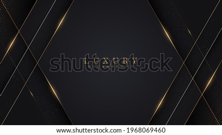 Golden lines luxury on white overlap brown and black shades color background. elegant realistic paper cut style 3d. Vector illustration about precious and beautiful feeling. ストックフォト © 