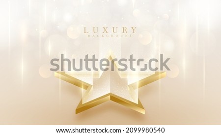 Luxury 3d style background with golden star elements decorated with glitter light effect and bokeh. Photo stock © 
