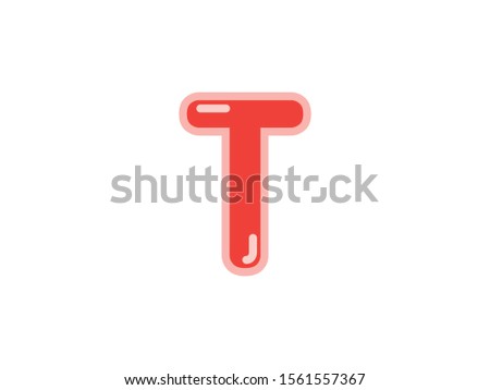 T letter alphabet red candy jelly glossy vector isolated on white background  Imagine de stoc © 