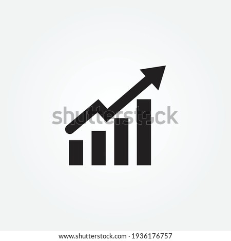 Growing bars graphic icon with rising arrow