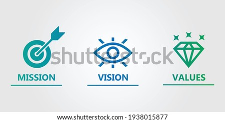 mission vision values icon design 