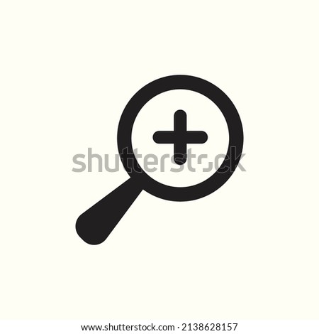 Find icon with add sign. Find icon and new, plus, positive symbol. zoom, magnifier, search, tool