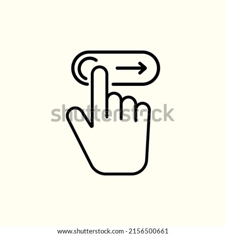 Swipe right like thin line unlock icon. linear flat trend modern stroke logotype graphic line art design isolated on white background. concept of cell phone user interface and easy login or enable.