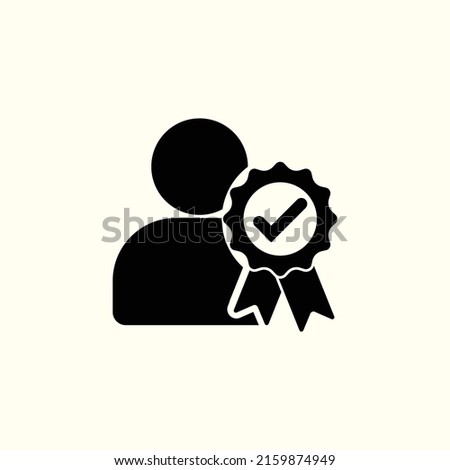 Certified person vector icon. Approved user filled flat sign for mobile concept and web design. Man with medal simple solid icon. Symbol, logo illustration.