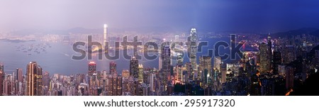 Panoramic view of Hong Kong from day to night
