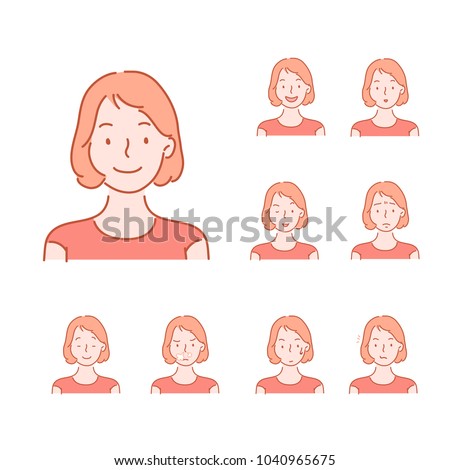 A face that reveals various emotions. hand drawn style vector doodle design illustrations.