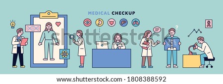 A patient is being examined in a hospital laboratory. flat design style minimal vector illustration.