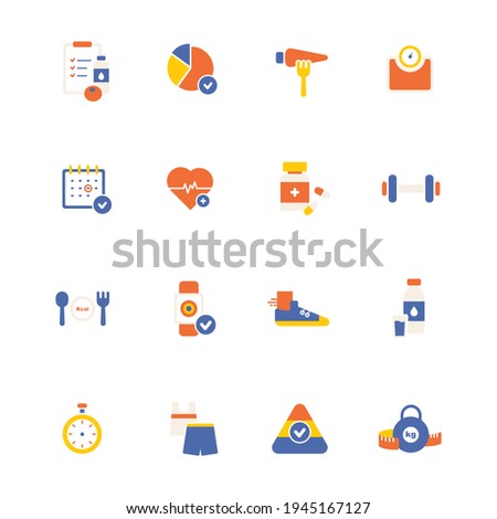 Exercise health color icons. flat design style minimal vector illustration.