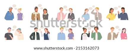 Two people are talking. Two person set collection. flat design style vector illustration.	