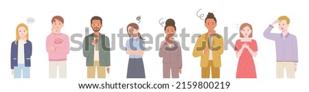 People have serious facial expressions and gestures. flat design style vector illustration.