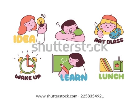 Cute student stickers. Message emoticons for emotes and lessons.