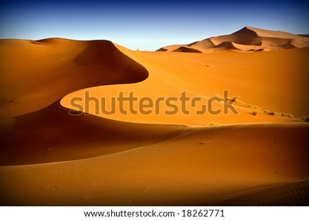 Moroccan desert dune background 08. Blue sky