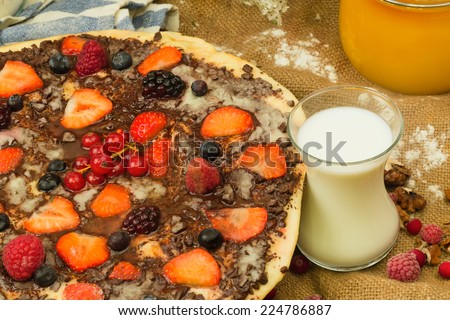 sweet pizza dessert berry milk honey delicious food