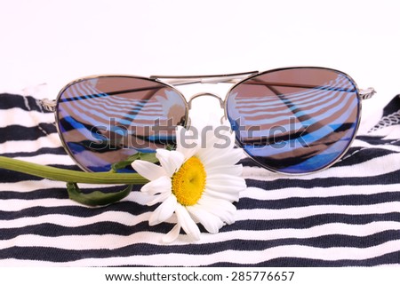 sailor striped shirt sunglasses daisy Sea vacation selective soft focus