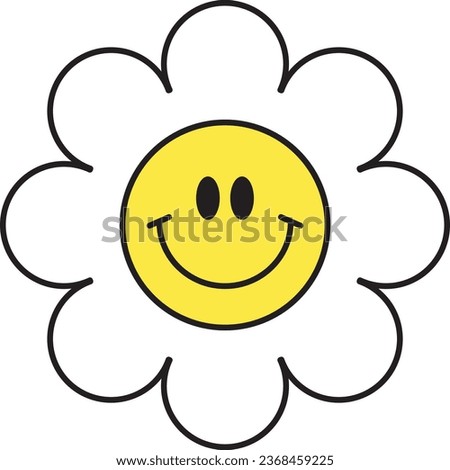 Smiley Face Flower illustration, Daisy Smiley