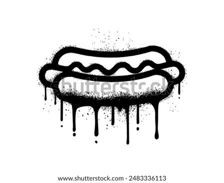 Spray Painted Graffiti Hot Dog isolated on white background, American Hot dog