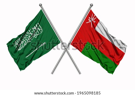 Flag of Saudi Arabia and Oman 3D images 3D rendering
