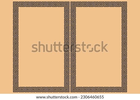 Greek key Versace pattern background in black and white. Vintage and retro abstract ornamental design. Simple flat Texile illustration.