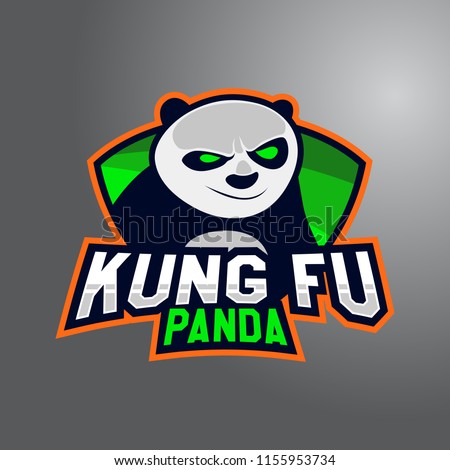 Funny Kung-fu Panda Mascot e-Sport Emblem Badge Logo Game Design. Identity for gamer streamer