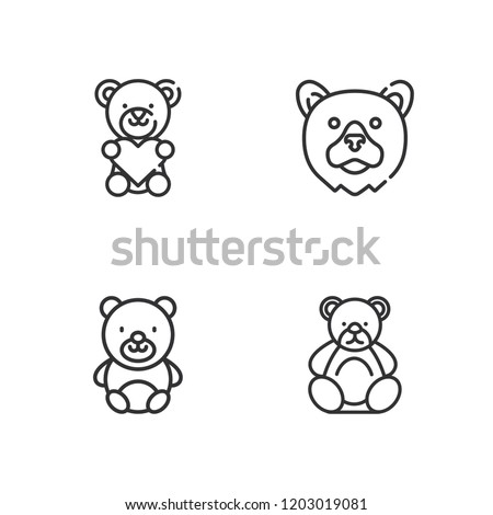 Collection of 4 ted outline icons include icons such as teddy bear