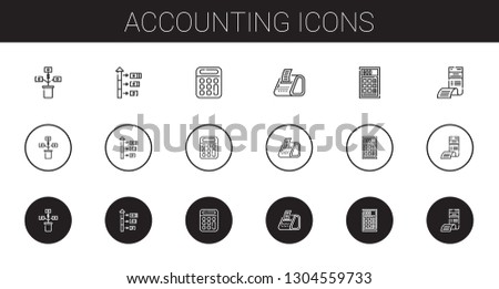 accounting icons set. Collection of accounting with growth, calculator, receipt, bill. Editable and scalable accounting icons.