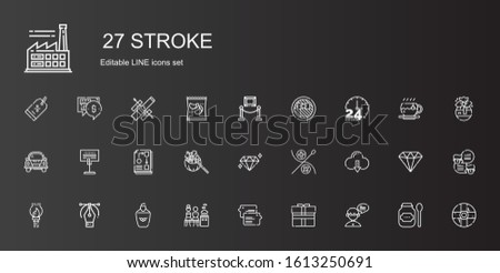 stroke icons set. Collection of stroke with chat, gift, mixed, highlighter, vector, paint brush, cloud computing, sewing, diamond, workflow. Editable and scalable stroke icons.