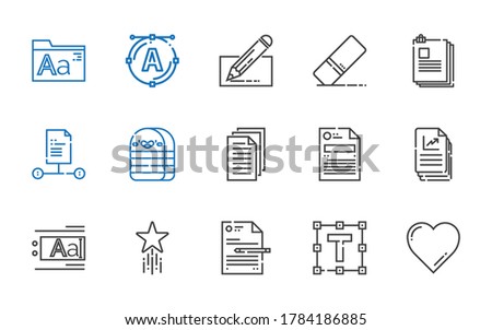 edit icons set. Collection of edit with favorite, text formatting, file, text editor, files, eraser, font, fonts. Editable and scalable edit icons.