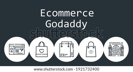 ecommerce godaddy background concept with ecommerce godaddy icons. Icons related shopping bag, website, gateway
