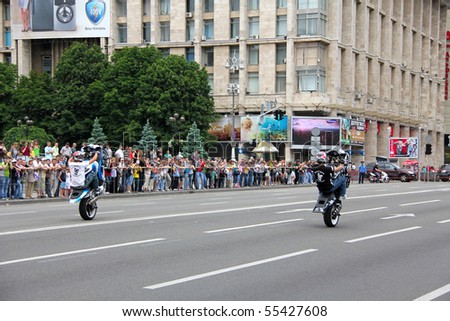 UKRAINE, KIEV - MAY 29: Bikers meeting and show on Kiev City Day. May 29, 2010 in Kiev, Ukraine.