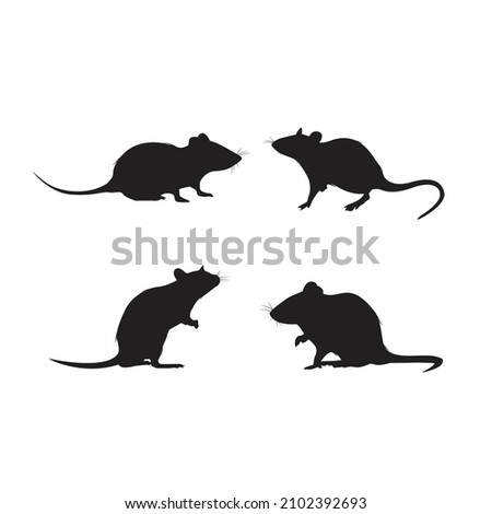 Rat and mouse vector silhouette