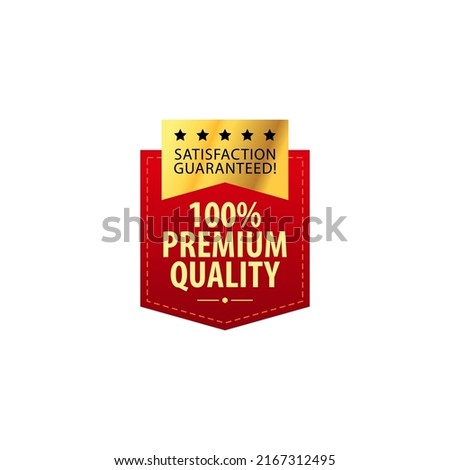 100 percent premium quality golden label product luxury elegant business icon for product logo design Premium Vector