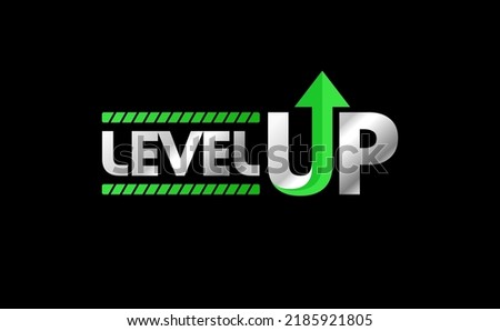 Level Up Typography with arrow icon. simply, modern, unique. vector illustration	