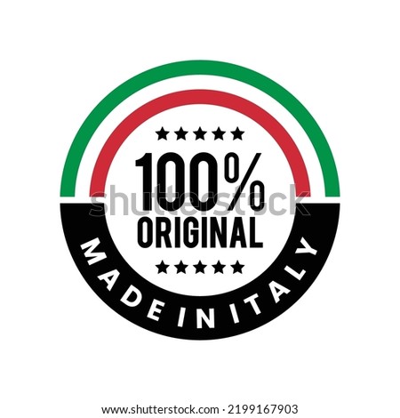 Made in Italy round label. for logo design, seal, tag, badge, sticker, emblem, symbol, pin, product package, etc. Quality mark vector icon