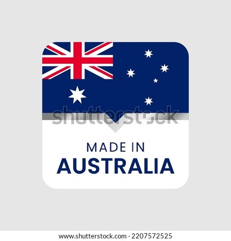 Made in Australia label. for logo design, seal, tag, badge, sticker, emblem, symbol, pin, product package, etc. minimalist vector icon 