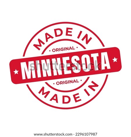 Made In Minnesota Stamp Logo Icon Symbol Design. Seal National Original Product Badge. Vector Illustration