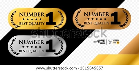 Number 1 Best Quality Luxury Gold Bronze Silver  Label Vector Design Template