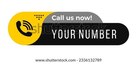 Call us now icons vector. Black and yellow color. Template for phone number, button, sign, contact details, website. Vector illustration